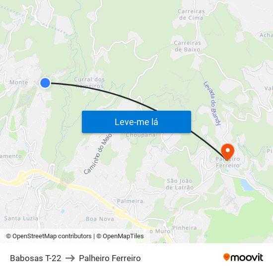Babosas  T-22 to Palheiro Ferreiro map