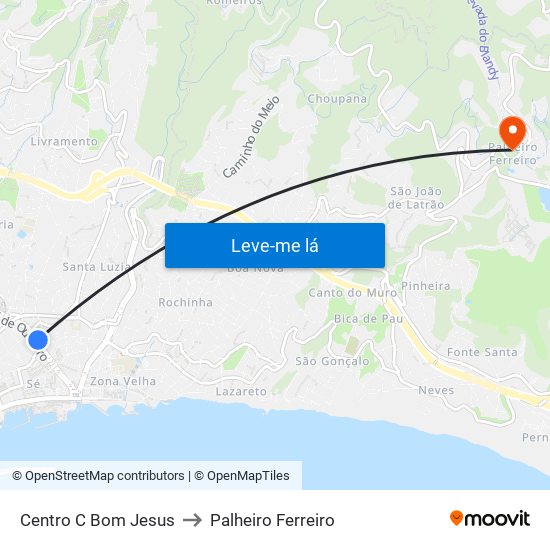 Centro C Bom Jesus to Palheiro Ferreiro map