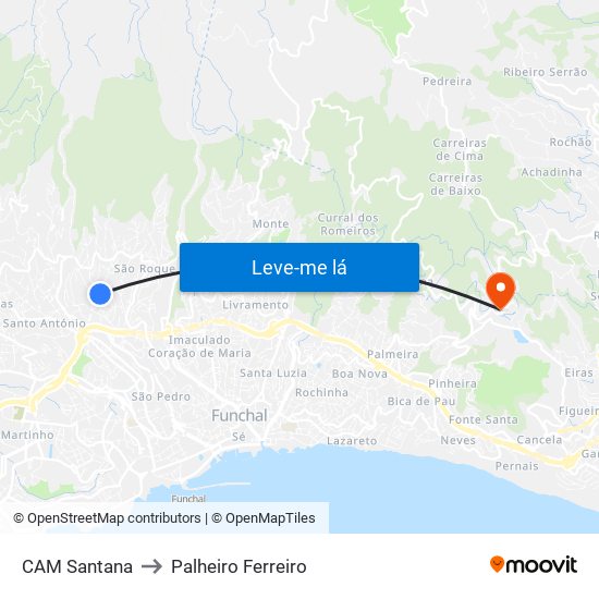CAM Santana to Palheiro Ferreiro map