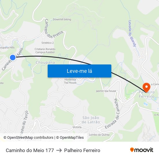 Caminho do Meio  177 to Palheiro Ferreiro map