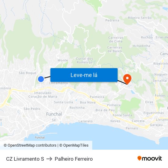 CZ Livramento  S to Palheiro Ferreiro map