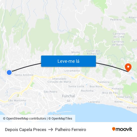 Depois Capela Preces to Palheiro Ferreiro map