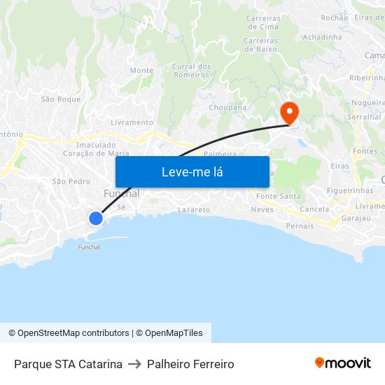 Parque STA Catarina to Palheiro Ferreiro map