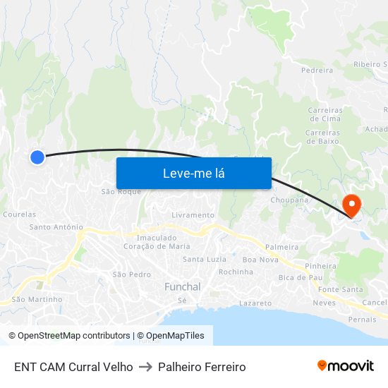 ENT CAM Curral Velho to Palheiro Ferreiro map