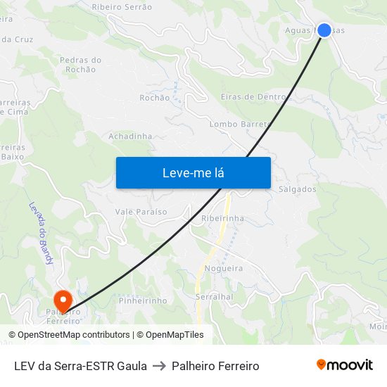 LEV da Serra-ESTR Gaula to Palheiro Ferreiro map