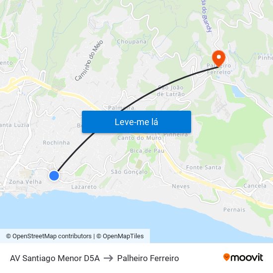 AV Santiago Menor  D5A to Palheiro Ferreiro map