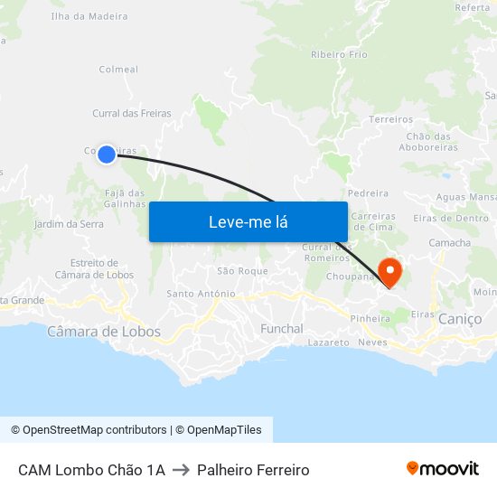 CAM Lombo Chão  1A to Palheiro Ferreiro map