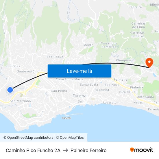 Caminho Pico Funcho  2A to Palheiro Ferreiro map