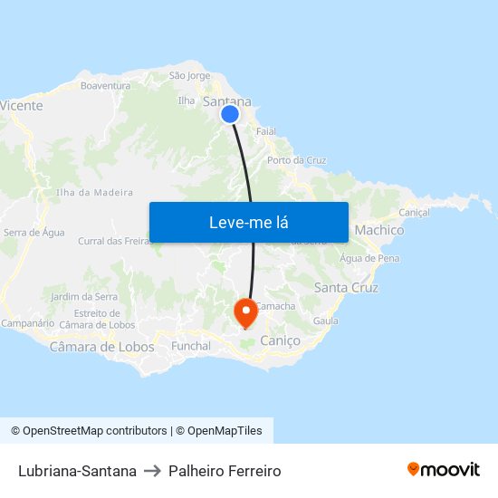 Lubriana-Santana to Palheiro Ferreiro map