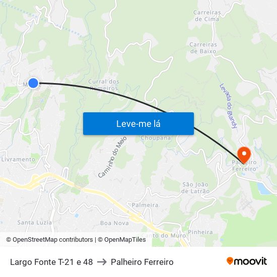 Largo Fonte  T-21 e 48 to Palheiro Ferreiro map