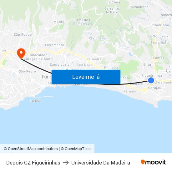 Depois CZ Figueirinhas to Universidade Da Madeira map