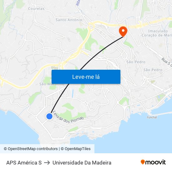 APS América  S to Universidade Da Madeira map