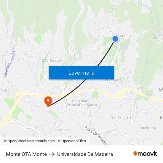 Monte  QTA Monte to Universidade Da Madeira map