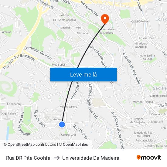 Rua DR Pita  Coohfal to Universidade Da Madeira map