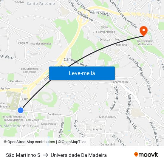 São Martinho  S to Universidade Da Madeira map