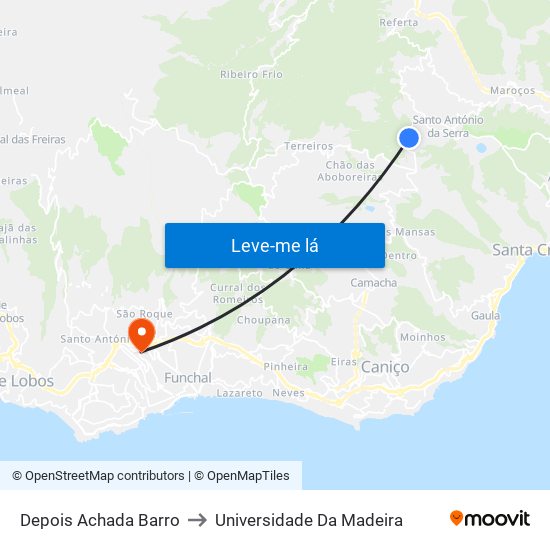 Depois Achada Barro to Universidade Da Madeira map