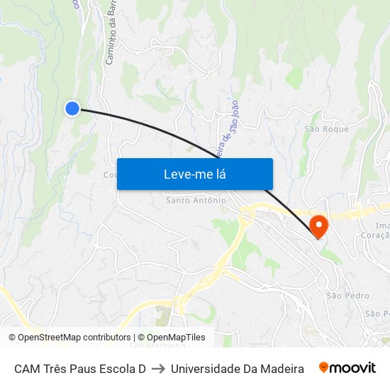 CAM Três Paus  Escola  D to Universidade Da Madeira map