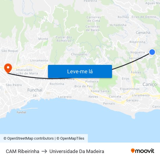 CAM Ribeirinha to Universidade Da Madeira map