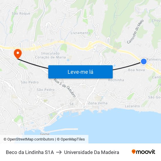 Beco da Lindinha  S1A to Universidade Da Madeira map