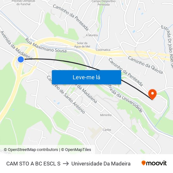 CAM STO A  BC ESCL  S to Universidade Da Madeira map