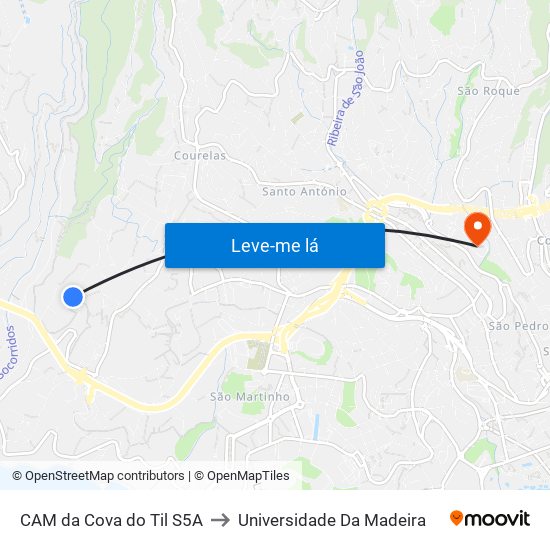 CAM da Cova do Til  S5A to Universidade Da Madeira map
