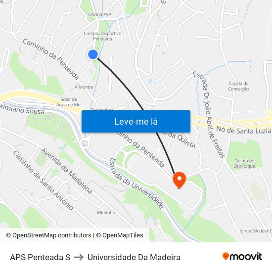 APS Penteada  S to Universidade Da Madeira map