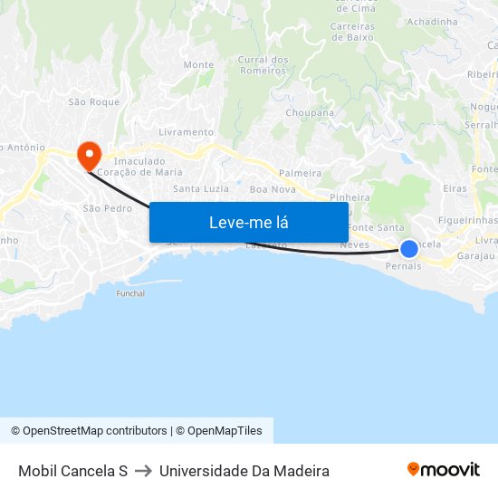 Mobil  Cancela  S to Universidade Da Madeira map