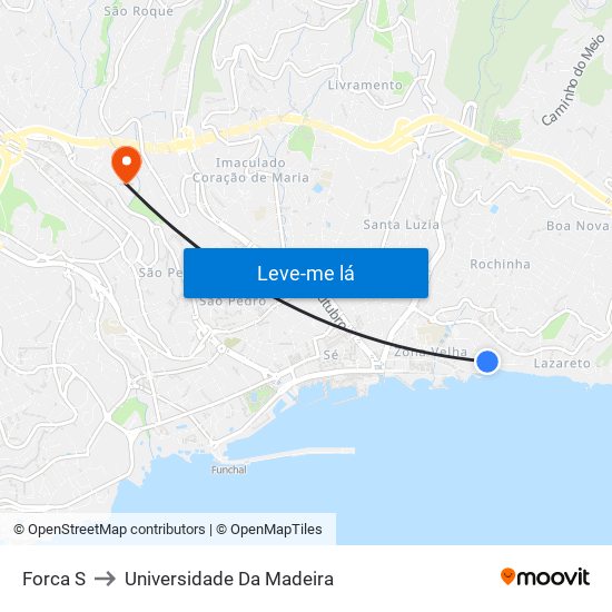 Forca  S to Universidade Da Madeira map