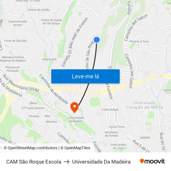 CAM São Roque  Escola to Universidade Da Madeira map
