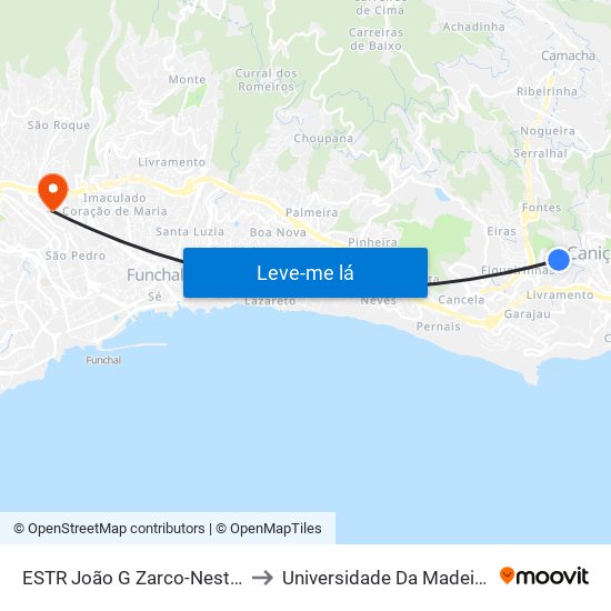 ESTR João G Zarco-Nestlé to Universidade Da Madeira map