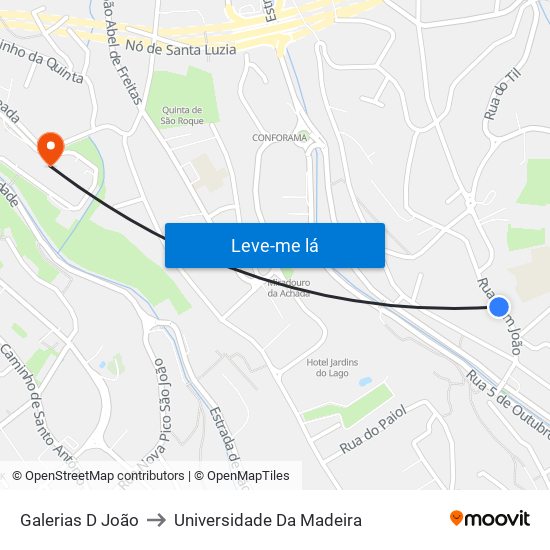 Galerias D João to Universidade Da Madeira map