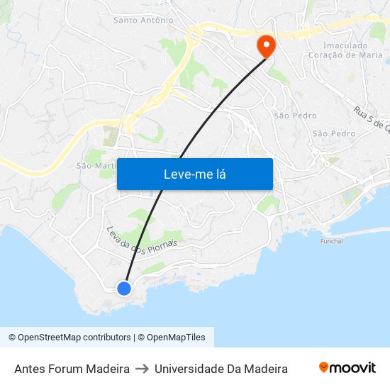Antes Forum Madeira to Universidade Da Madeira map