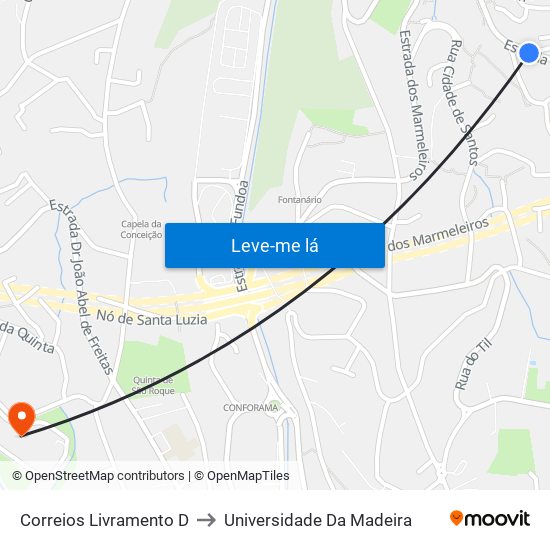 Correios Livramento  D to Universidade Da Madeira map