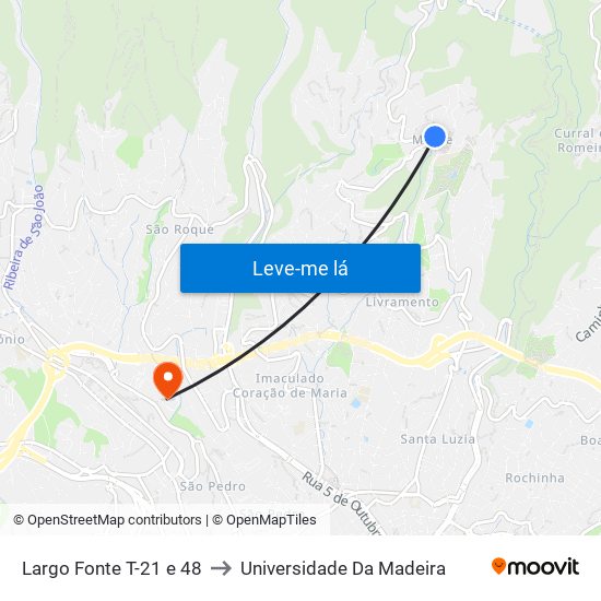 Largo Fonte  T-21 e 48 to Universidade Da Madeira map