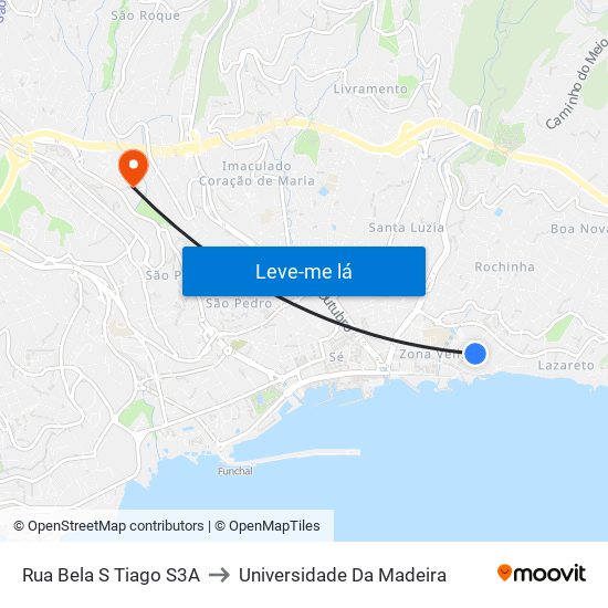 Rua Bela S Tiago  S3A to Universidade Da Madeira map