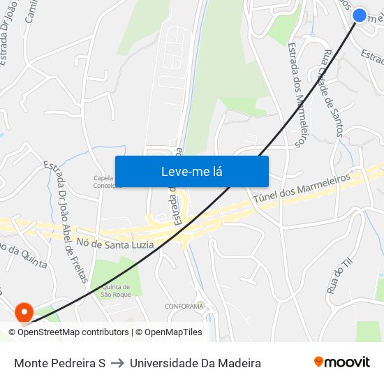 Monte  Pedreira  S to Universidade Da Madeira map