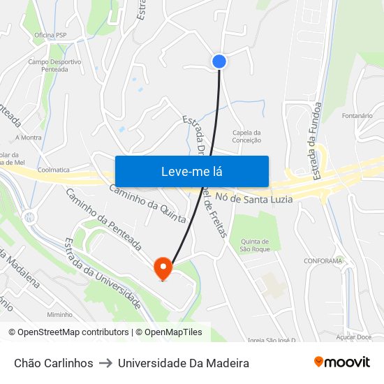 Chão Carlinhos to Universidade Da Madeira map