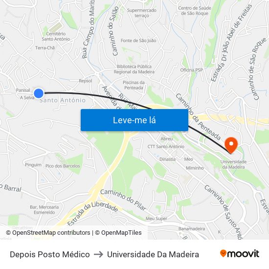 Depois Posto Médico to Universidade Da Madeira map