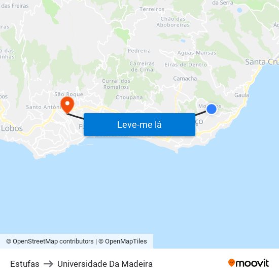 Estufas to Universidade Da Madeira map