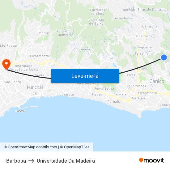 Barbosa to Universidade Da Madeira map