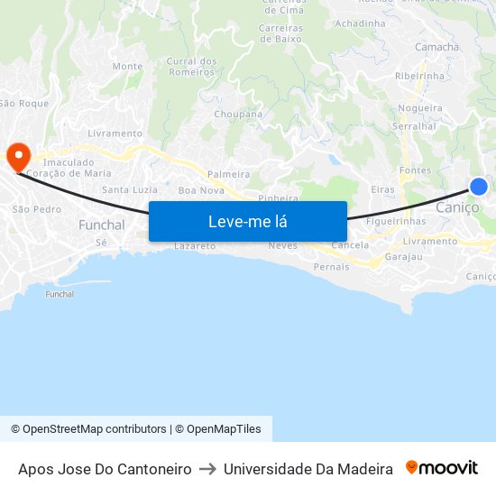 Apos Jose Do Cantoneiro to Universidade Da Madeira map