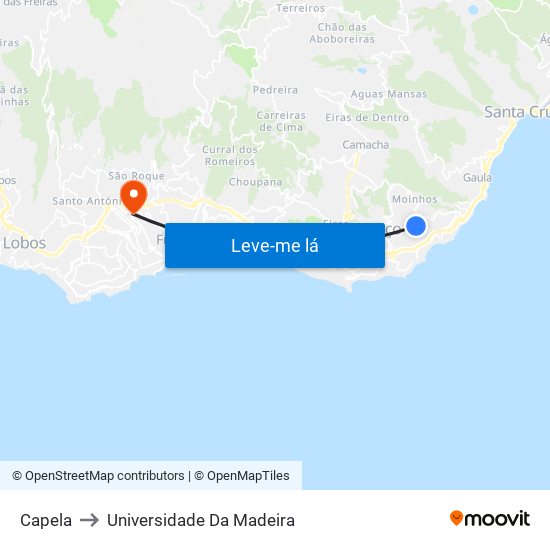 Capela to Universidade Da Madeira map