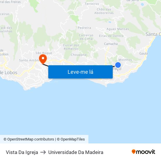 Vista Da Igreja to Universidade Da Madeira map