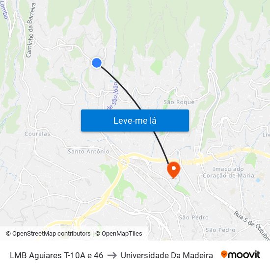 LMB Aguiares  T-10A e 46 to Universidade Da Madeira map