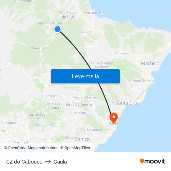 CZ do Cabouco to Gaula map