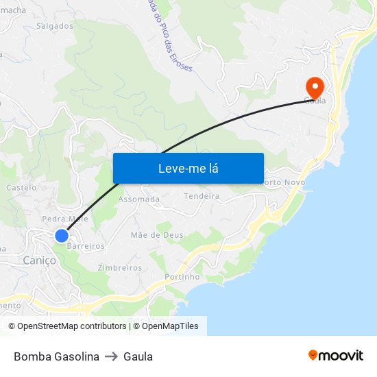 Bomba Gasolina to Gaula map