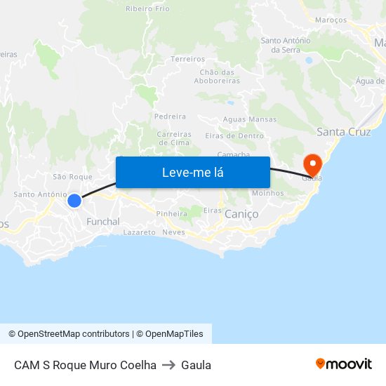 CAM S Roque  Muro Coelha to Gaula map