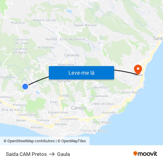 Saída CAM Pretos to Gaula map