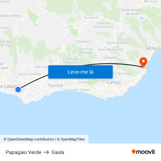 Papagaio Verde to Gaula map