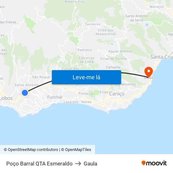 Poço Barral QTA Esmeraldo to Gaula map